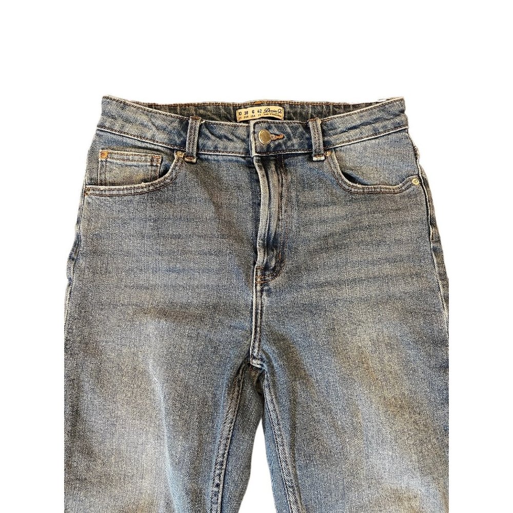 Denim & Co Blue High Rise Jeans Distressed Leg Cuffs Size 6 - Picture 3 of 6
